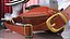 Brown Leather Waist Bag Folded 3D model