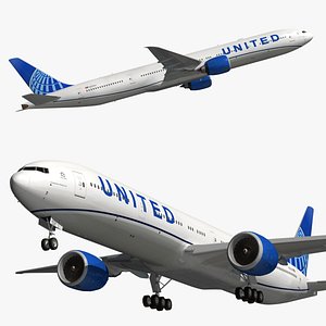 boeing 777 united airlines 3D model