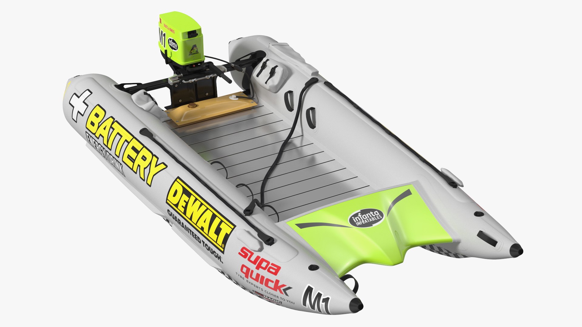 Racing Boat Gemini Zapcat F1 with Engine Grey Rigged 3D model preview