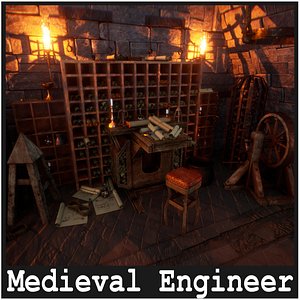 Medieval Engineer Props  35 Props 3D model