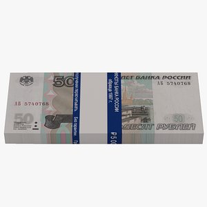 3D model bank 50 russian roubles