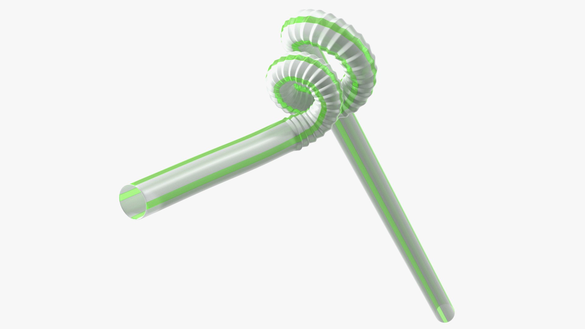 Spiral Plastic Drinking Straw Striped 3D model preview
