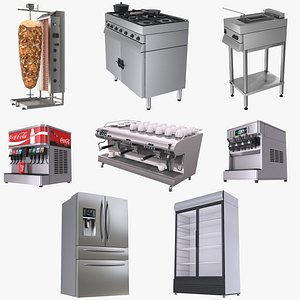 3D Commercial Kitchen Appliances Collection model