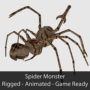 3d ready spider monster animations model