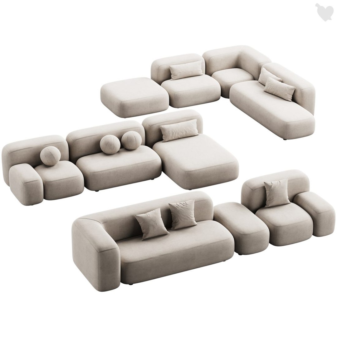 3D Modular Sofa Ribbl By Divan Model - TurboSquid 2267269