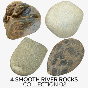 4 smooth river rocks model