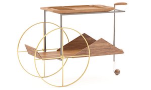 Wooden Tea Trolley Jorge with metal wheels