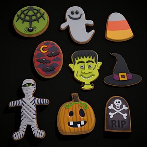 3D model Halloween Cookies Sets One Two and Three
