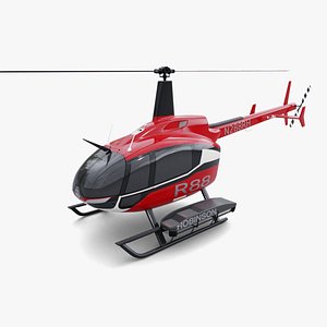 Light Helicopter Robinson R88 Red-White