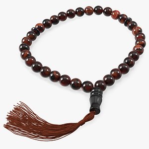 3D model Islamic Prayer Beads with Tassel Brown
