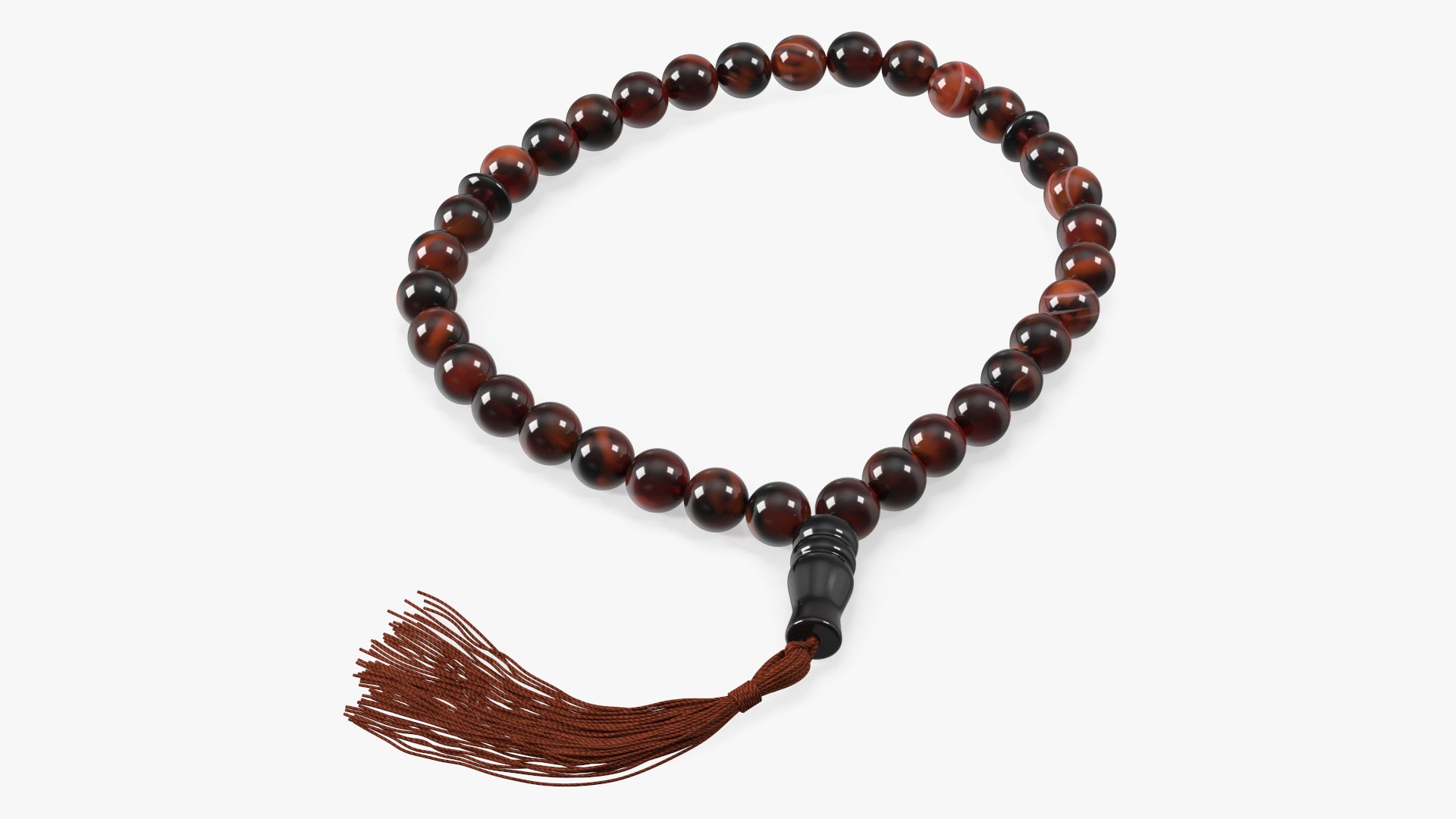 Islamic Prayer Beads with Tassel Brown 3D model preview