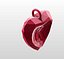 C-K 3D-Printable Valentine Crystal-Heart-TwoLetters Pendant