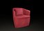 Modern Armchair low poly red
