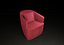 Modern Armchair low poly red