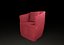 Modern Armchair low poly red
