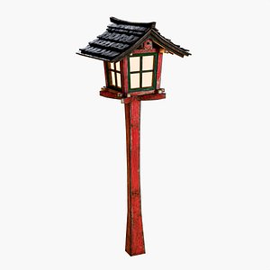 Weathered Wooden Japanese Lantern 3D