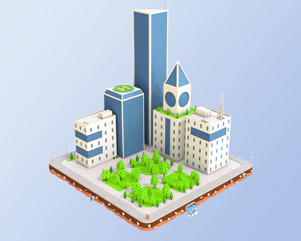 3D city block buildings skyscraper model