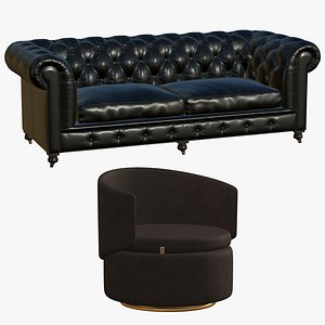 Chesterfield Double With Realistic Leather Sofa