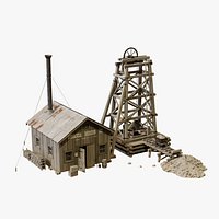 Wild West Mine Headframe - Old West Gold Mine Shaft PBR