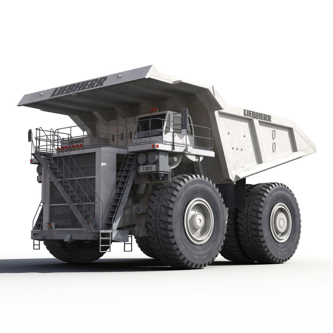 Heavy Duty Dump Truck Liebherr White 3D Model 3D model preview