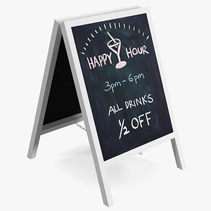 Tall Freestanding Chalkboard Sign White 3D model
