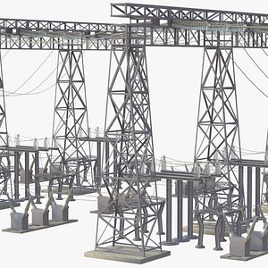 industrial site power lines 3D model