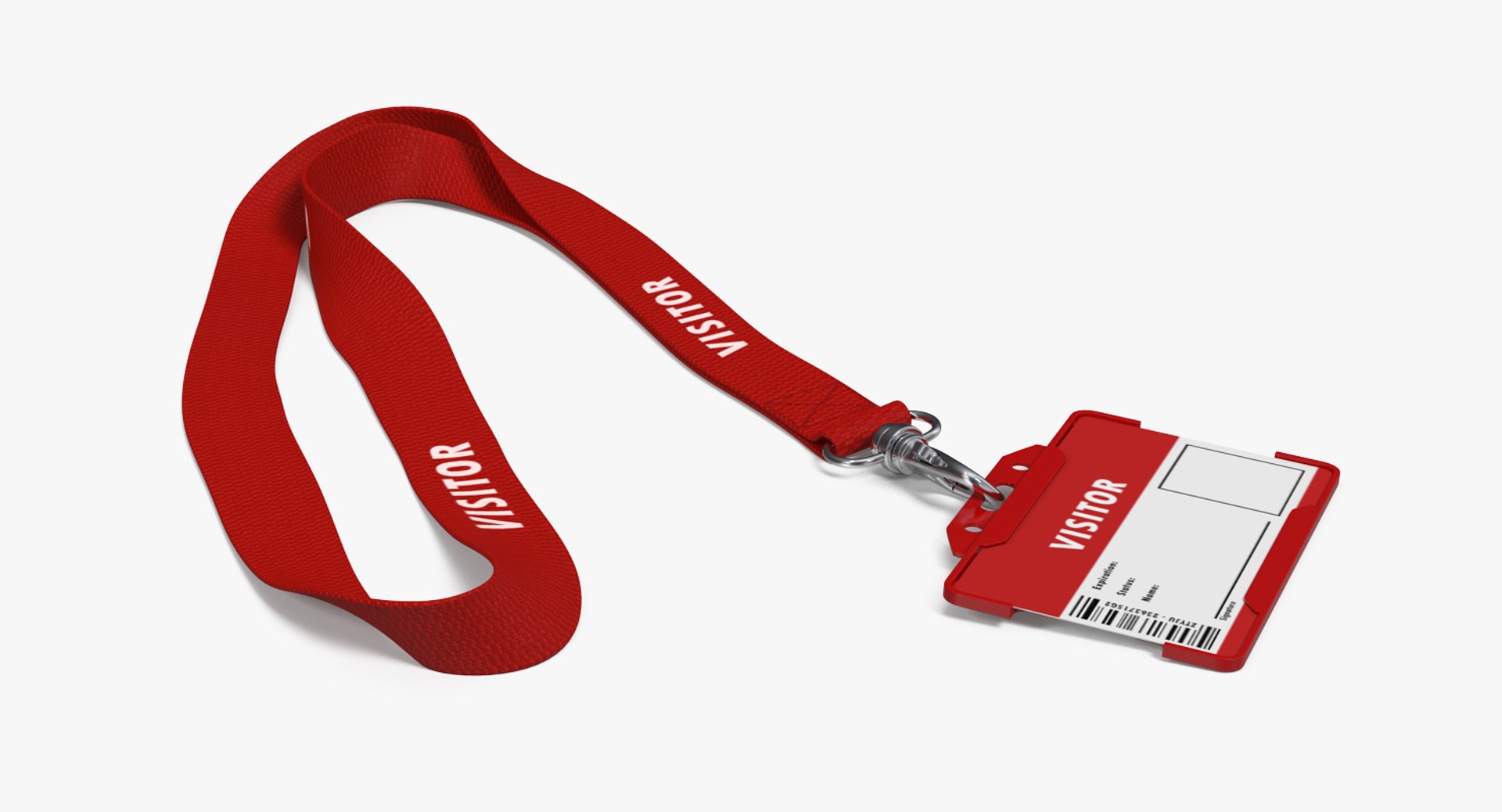 Visitor Lanyard with Plastic ID Card Holder 3D model preview