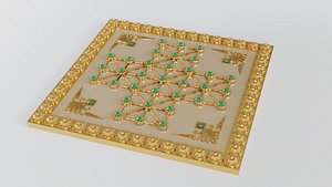 3D model Golden Asalto Game Board with Gems Design