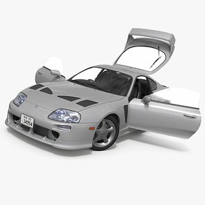 Toyota Supra 3000GT TRD Aero Coupe Silver Rigged for Maya 3D