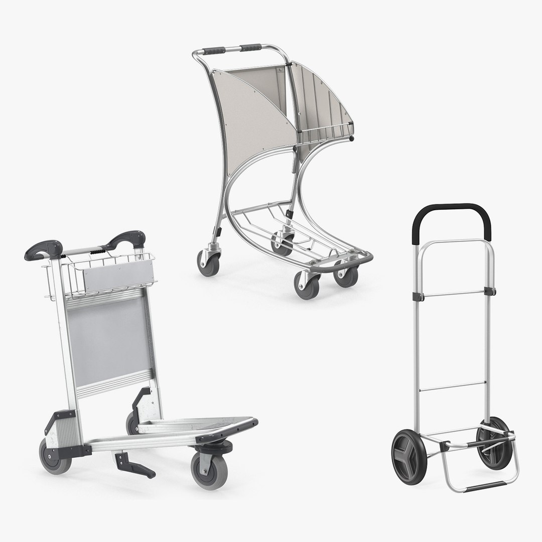 Luggage Carts Collection 3D model preview