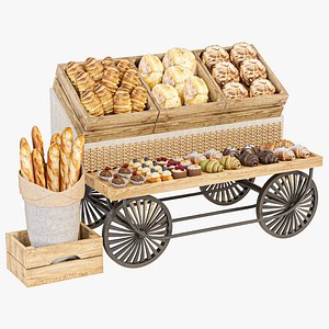 Bakery display in the supermarket 3D