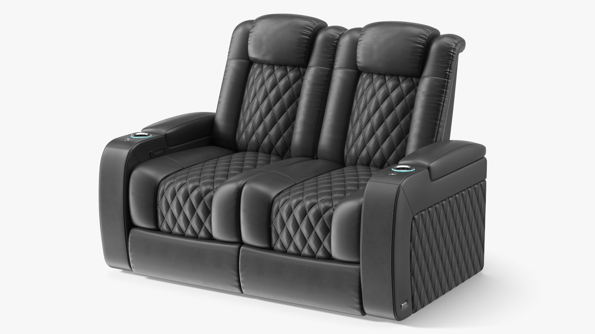 Home Theater Double Seating Black 3D model preview