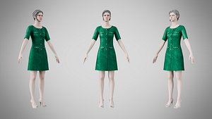 3D model Dress 37 Emerald Velvet Green
