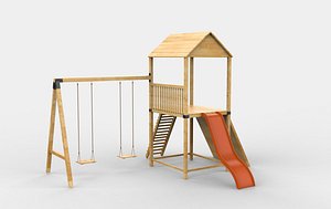 Playground Swing-Slide 3D model 3D model