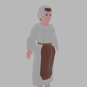 3D Low Poly Medieval Peasant Woman Rigged 2 model