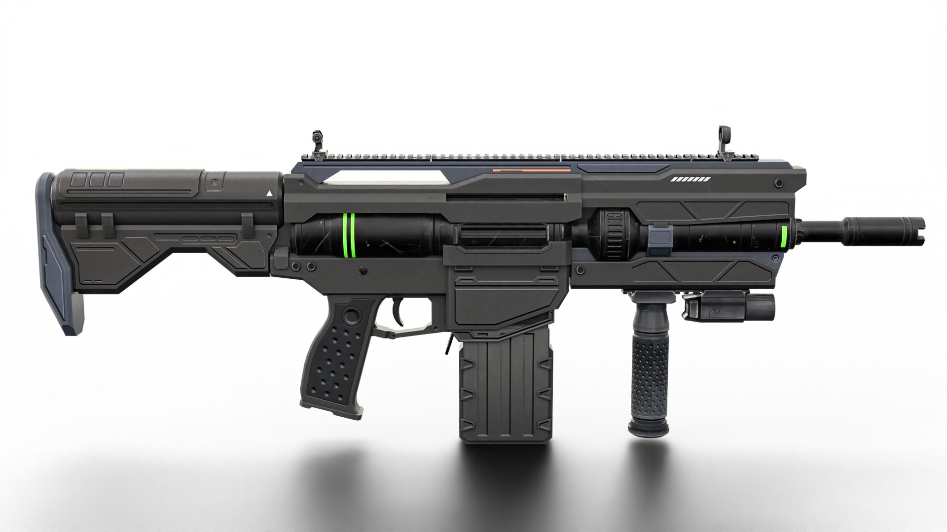 Futuristic Tactical Plasma Rifle Heavy Sci-Fi Energy Weapon With Green ...