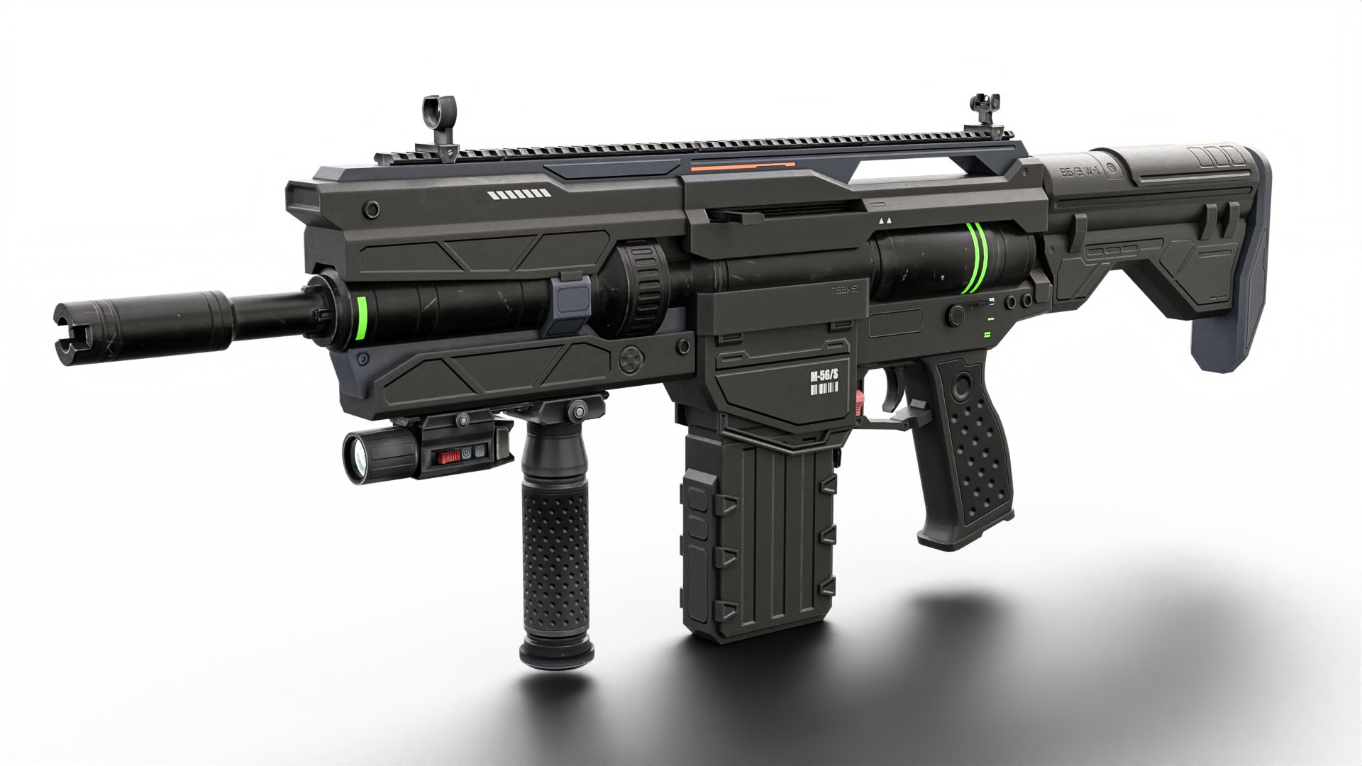 Futuristic Tactical Plasma Rifle Heavy Sci-Fi Energy Weapon With Green ...