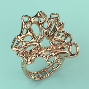 Jewelry Design Flower Lace Ring Printable STL