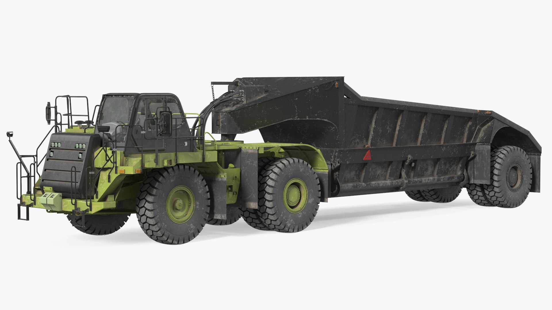 Heavy Duty Dump Trailer Dirty Rigged 3D model preview