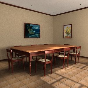 farm table chairs 3d model