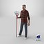 Chinese Grandpa with Rake 3D model