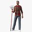 Chinese Grandpa with Rake 3D model