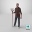 Chinese Grandpa with Rake 3D model