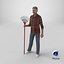 Chinese Grandpa with Rake 3D model