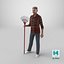 Chinese Grandpa with Rake 3D model