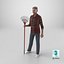 Chinese Grandpa with Rake 3D model