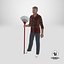 Chinese Grandpa with Rake 3D model