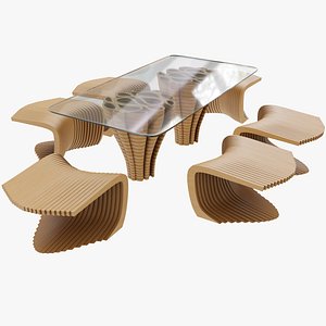 Unique Parametric  Design Table With six chairs model