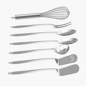 metal cooking utensil set obj
