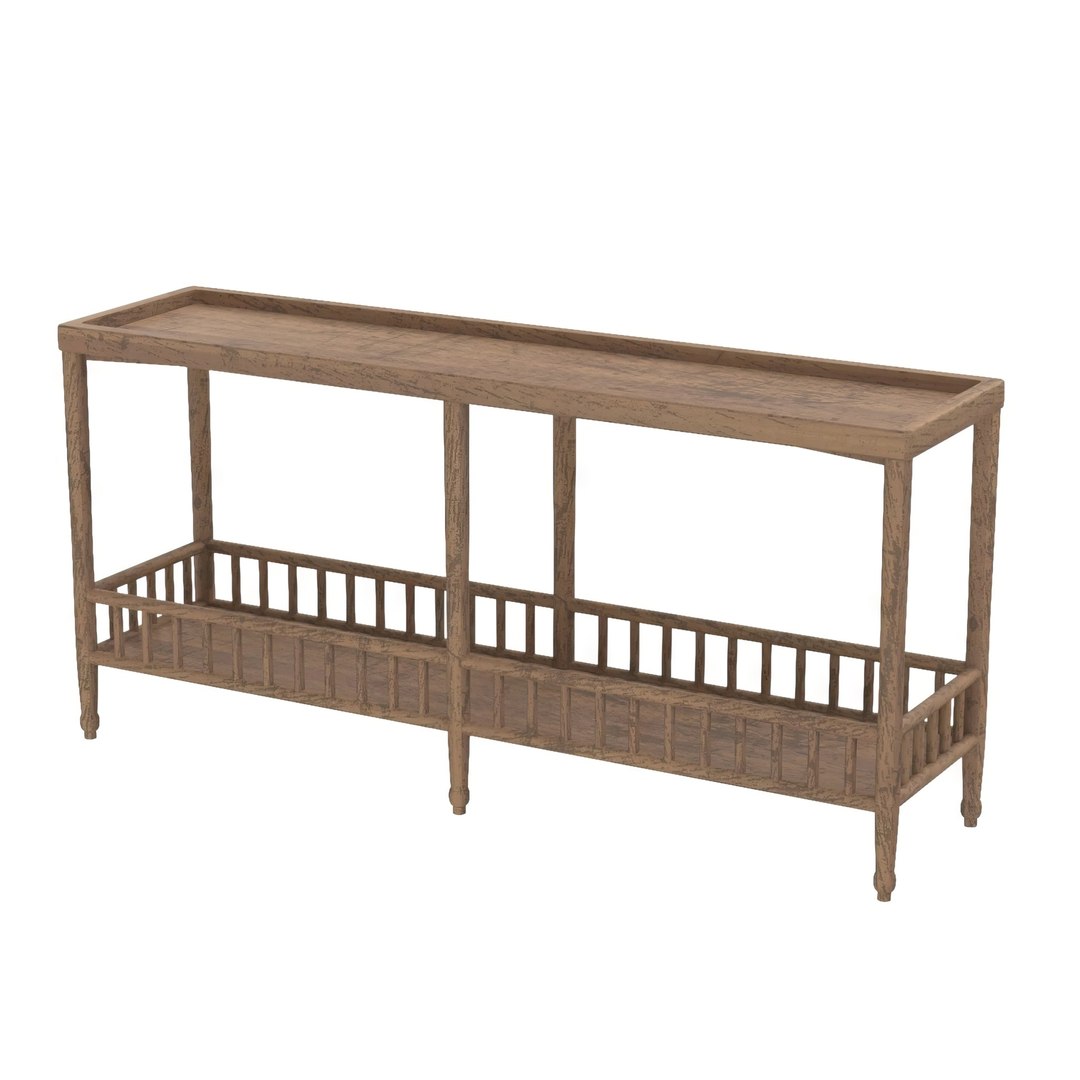 3D model Mango Wood Console Table with Shelf TurboSquid 2118867